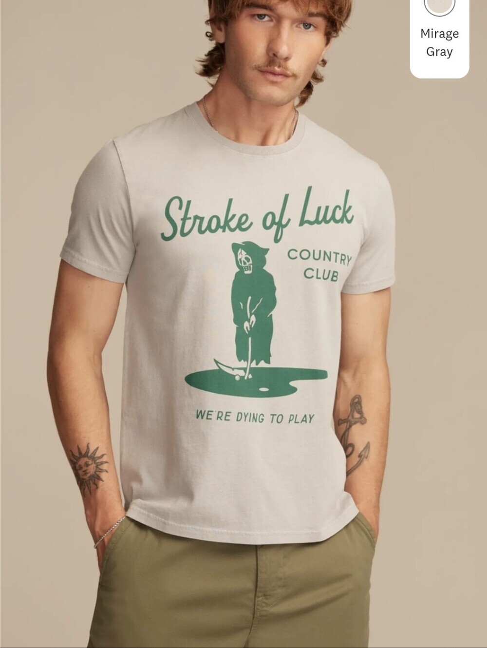 Lucky Brand Men's 'Stroke of Luck' Gray Graphic T-Shirt